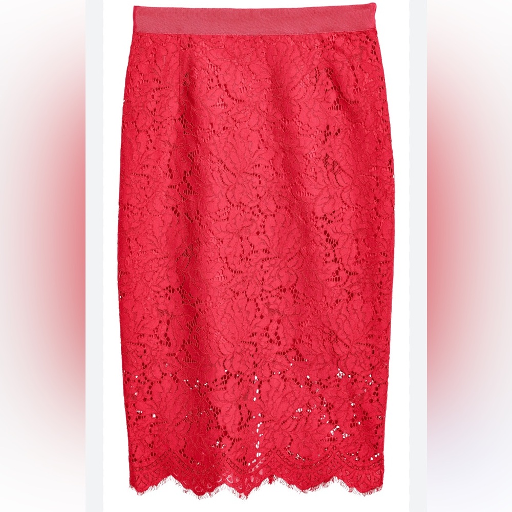 H&M Lace Pencil Skirt - Red - Ladies Size 8